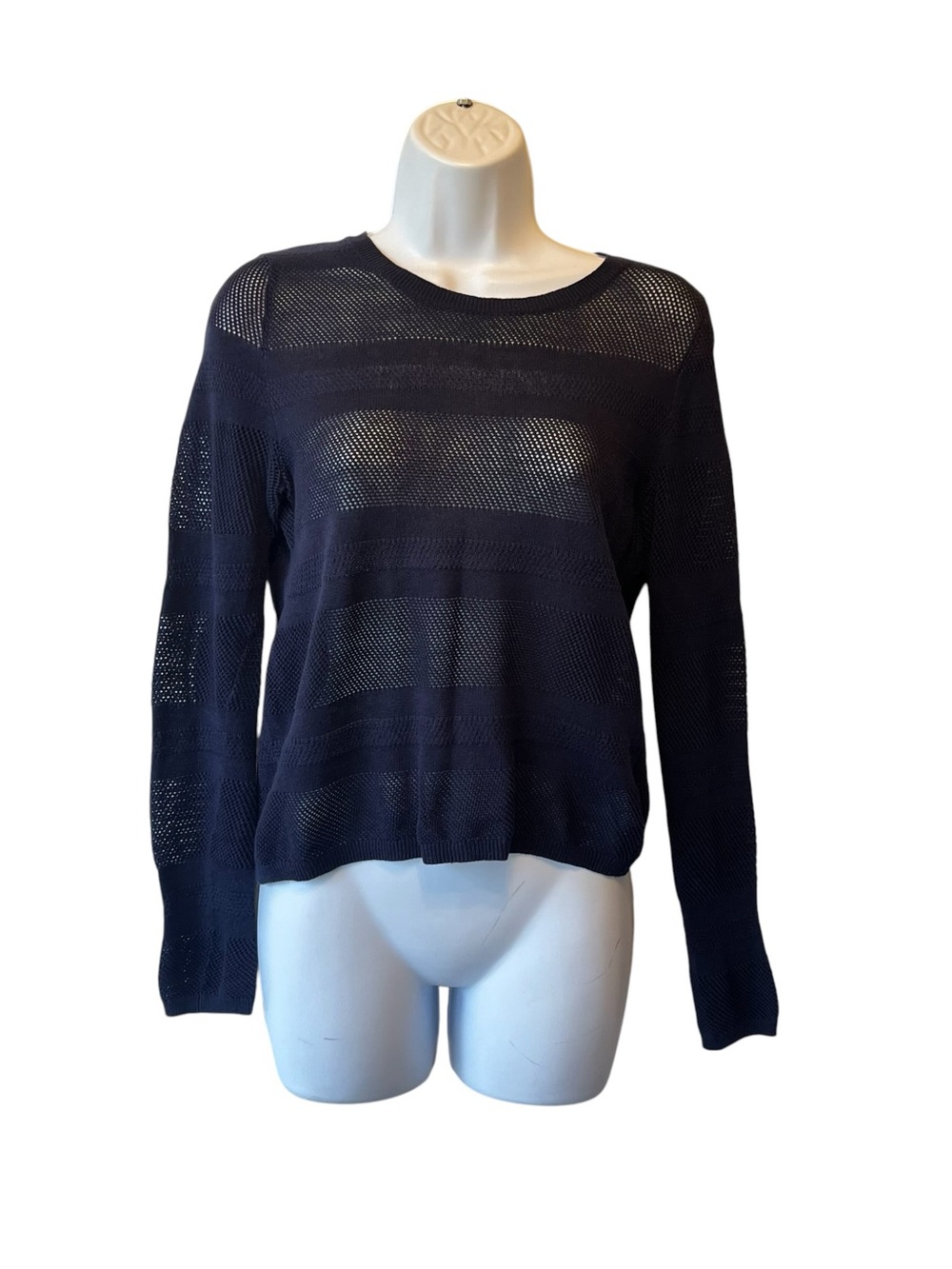 Brora pullover sweater US 4 UK 8 Linen Cotton Open knit Breathable Round neck